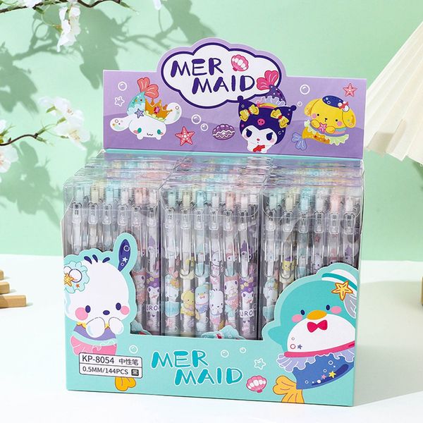 12 pçs/lote Pinguim Dos Desenhos Animados Kuromi Caneta Neutra 0.5mm Preto Gel Canetas Estudantes Escrita Escritórios Escolares Suprimentos de Papelaria 2977