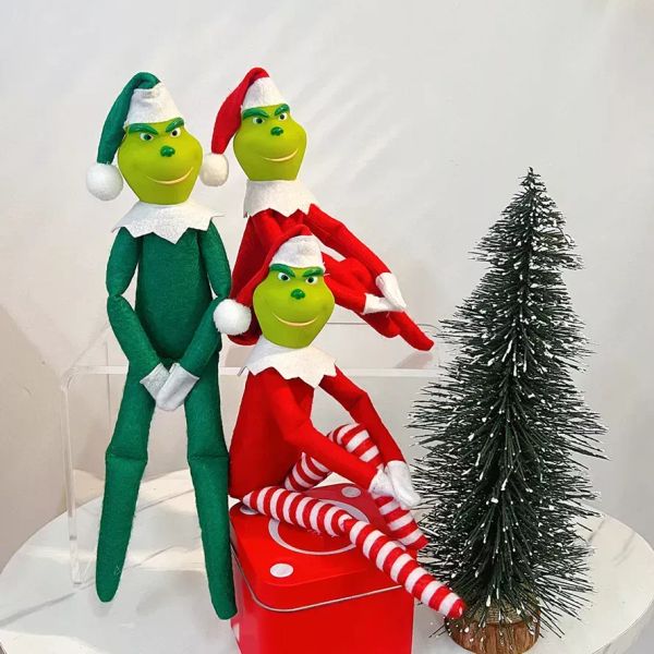 Natale 30 cm Nuova bambola Grinch Capelli verdi Mostro Peluche Decorazioni per la casa Elfo Ornamento Ciondolo Regalo di compleanno per bambini