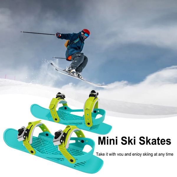 Fixações de snowboard mini patins de esqui curtos botas de esqui skiboards adultos ajustáveis botas de snowboard skiboards portáteis para esportes ao ar livre de inverno 231109