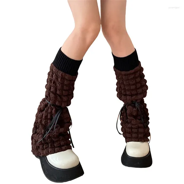 Meias femininas chronstyle bonito ruched retro bolha joelho alta estética bota punhos capa para acessórios streetwear 2024