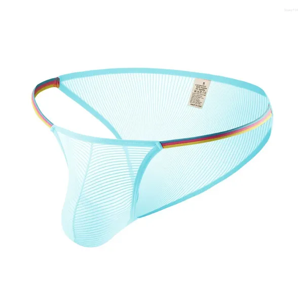 Cuecas masculinas sexy briefs malha transparente tanga bulge bolsa shorts calcinha hight corte respirável roupa interior magro lado erótico