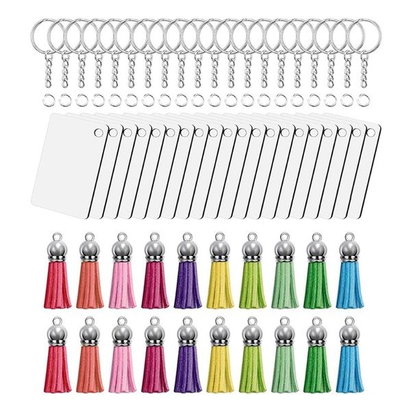 Chaveiros Lanyards 80 peças sublimação em branco produtos lote transferência de imprensa de calor dupla face impressão chaveiro em branco borla chaveiro 230408