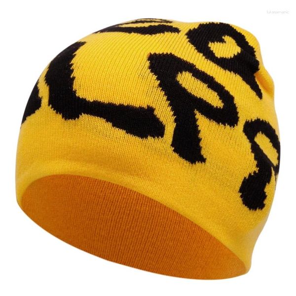 Berets inverno malha bonés mulheres hip hop carta gorros y2k homens moda quente all-match frio boné masculino feminino ao ar livre ciclismo esqui bonnet