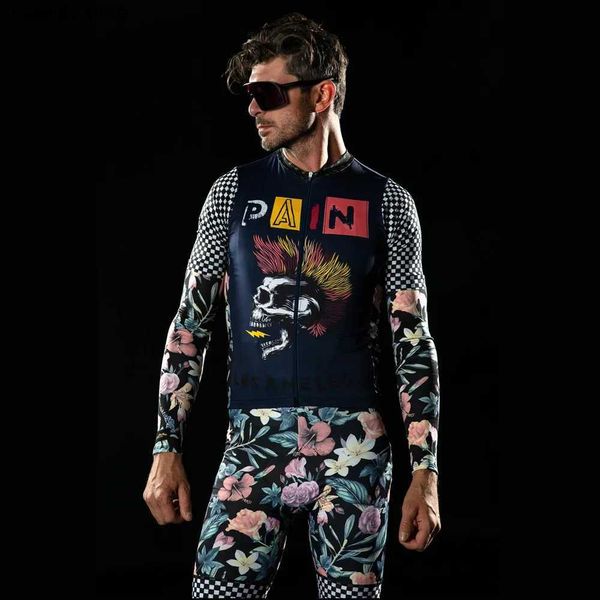 Tracksuits dos homens amam a dor camisa de ciclismo cara montando jerser feito para pedir o cara bib terno maillot ciclismo hombre curto seve conjunto 2022 t231109