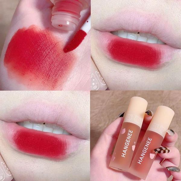 Lipgloss Cherry Red Velvet Fog Matte Liquid Lipstick Cute Waterproof Einfach zu bedienende Farbe Langlebiges Make-up Sexy Women Mud