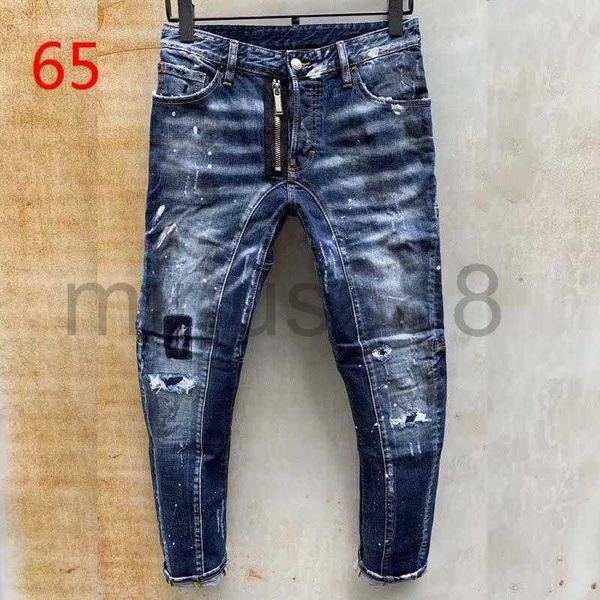 Jeans maschile maschile denim pantaloni strappati alla moda magro in stile rotto motociclisti jeans