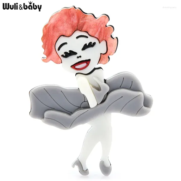 Broches Wulibaby Acrílico Sexy Cartoon Lady para Mulheres Designer Linda Figura Festa Casual Broche Pin Presentes