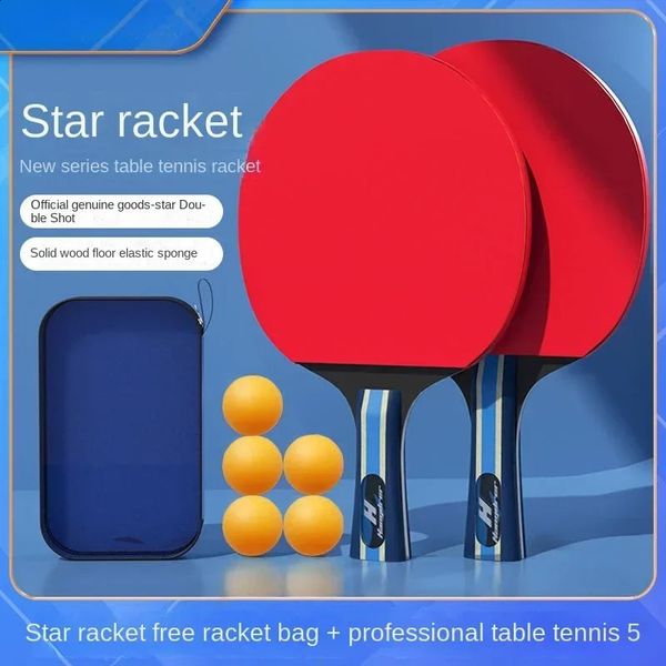 Tischtennisgummis 6-Sterne-Schläger, 2-teilig, professionelles Ping-Pong-Set, Noppen aus Gummi, hochwertige Klinge, Schlägerschläger mit Tasche, 231109