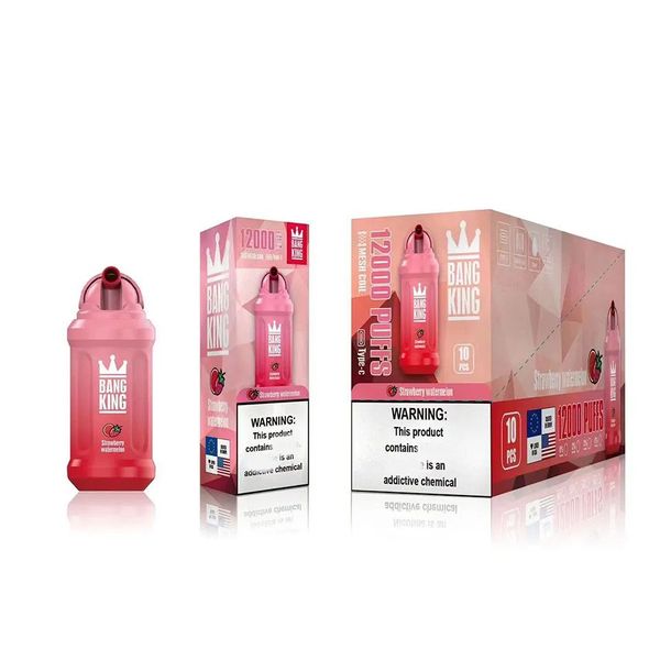 Authentisches Bang King 12000 Züge Einweg-Vape-Bar-Kit, 20 Geschmacksrichtungen, wiederaufladbarer 650-mAh-Akku, vorgefüllte 23-ml-Kartuschenschale, 12-k-Puff-Vapor-Stift