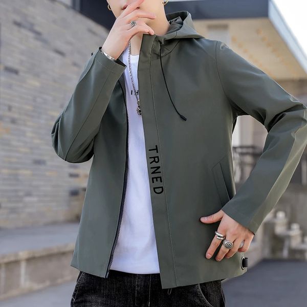 Herren Daunenparkas 2023 Frühling Mit Kapuze Cargo Jacken Männer Streetwear Casual Lose Brief Drucken Windjacke Jacke Männliche Armee Grün Mantel Slim Fit Homme 231108