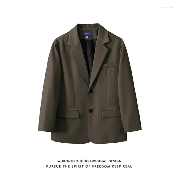 Ternos masculinos wukong tem estoque de retro simples cor sólida high-end terno jaqueta na moda marca solta e casual versátil rufião