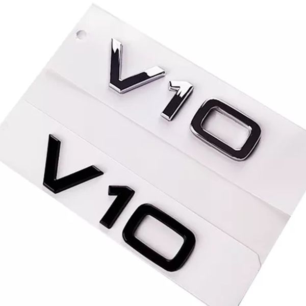 V10 Chrome Gloss Black Logo Badge Sticker per Audi TT RS7 SQ5 A8L Lettera Numero Emblema Car Styling Parafango Laterale Tronco Decorare Plastica ABS