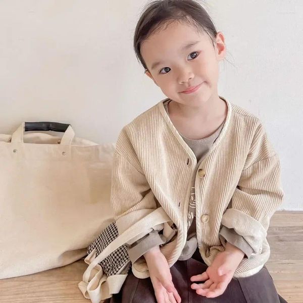 Jacken 2023 Herbst Winter Koreanische Jungen Kleidung Für Mädchen Strickjacke Körniger Samt Lose Lamm Warme kinder Jacke Mantel