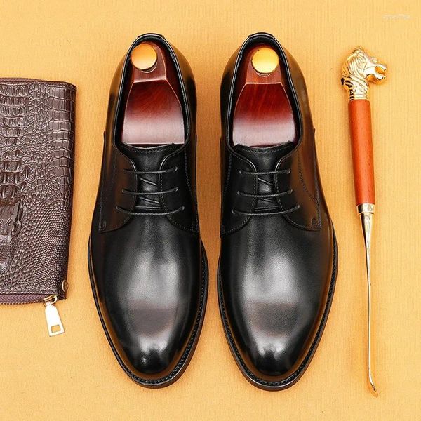 Scarpe eleganti italiane piatte da uomo Derby di lusso in vera pelle Designer Autunno Moda Elegante nero Matrimonio Lavoro sociale Uomo