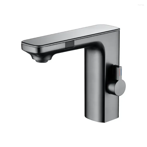 Torneiras de pia do banheiro Torneiras de água fria com tela de exibição digital Smart Sensor Bacia Mixer Tap Vanity Touchless para
