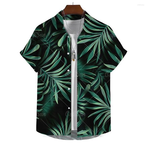 Мужские повседневные рубашки, простые гавайские рубашки для мужчин, высококачественная одежда с 3d принтом травы, свободная рубашка большого размера, ретро блузка с короткими рукавами