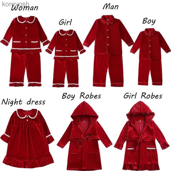 Pijamas atacado 2023 bebê crianças meninos e meninas pijamas irmãos família combinando pijamas crianças vermelho natal veludo pjsl231109