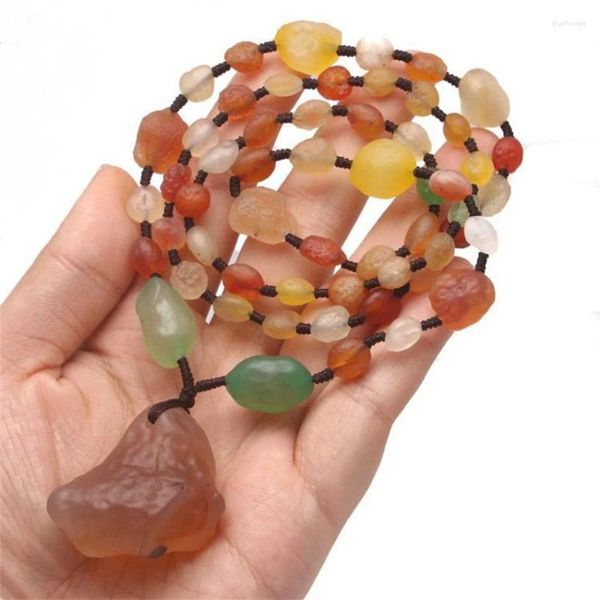 Anhänger Halsketten Natürliche Wüste Gobi Achat Stein Unregelmäßige Perlen Halskette Exotischer Charme Amulett Schmuck