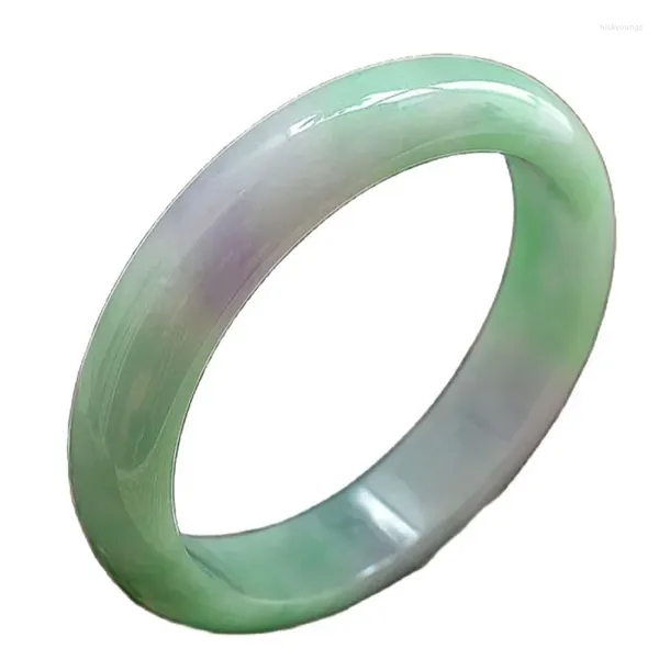 Pulseira Natural Birmanesa Jade Pulseira Transparente Verde Violeta Vintage Elegância B0009