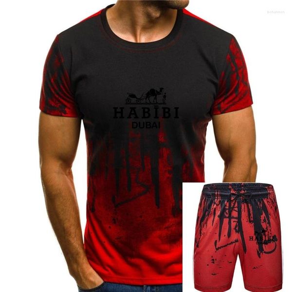 Fatos masculinos camiseta moda verão casual homem boa qualidade habibi dubai logotipo retro camisas