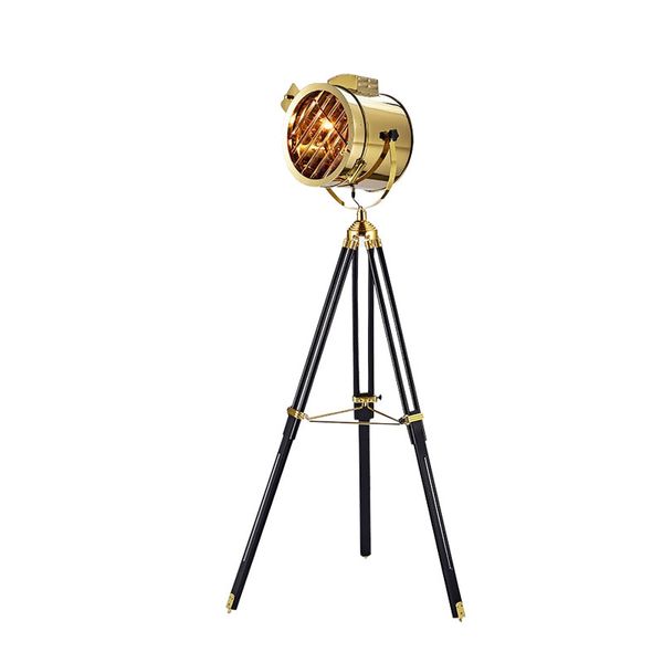 Industrielle LOFT Stativ-Stehlampen für Studio Suchscheinwerfer Stehleselampen Wohnzimmer Gold H.170cm
