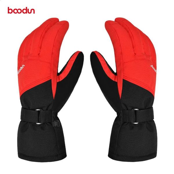Лыжные перчатки Boodun Профессиональные флисовые зимние теплые перчатки с сенсорным экраном для сноуборда, водонепроницаемые мотоциклетные термозимние перчатки 231109