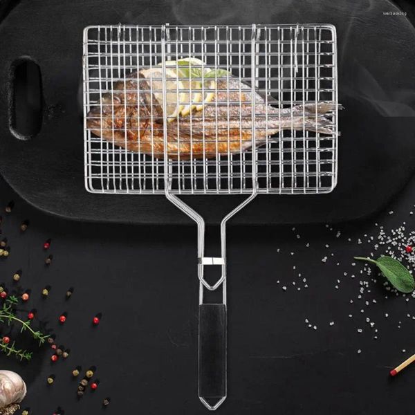 Werkzeuge Outdoor-Grill-Grillnetz, Premium-Edelstahl, zusammenklappbar, Grillen, langlebig, Grillplatte, Netzplatte mit für Camping