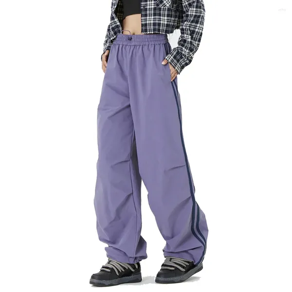 Мужские брюки, женские и мужские уличные модные свободные повседневные брюки в стиле хип-хоп с боковой полосой, плиссированные спортивные штаны для мальчиков и девочек, мешковатые брюки для бега, спортивные штаны