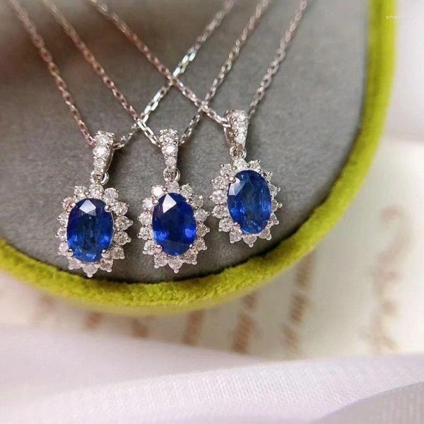 Ketten Vintage Vier Krallen Saphir Blau Zirkon Anhänger Halskette Hochzeitstag Geschenk