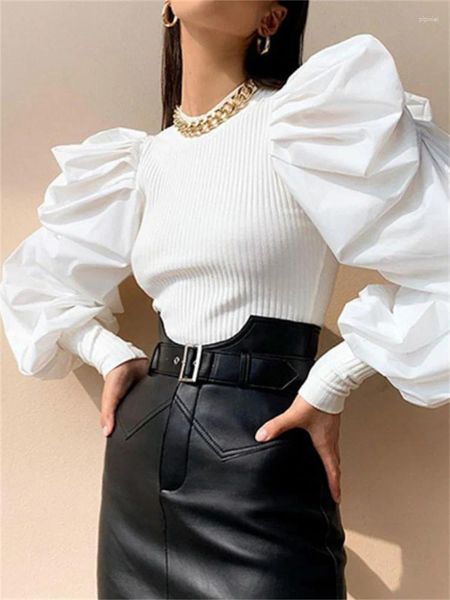 Frauen Blusen Mode Frauen Herbst Puff Sleeve Bluse Elegante Weiße Hemd Einfarbig Tops Und Blusa Mujer Moda 2023