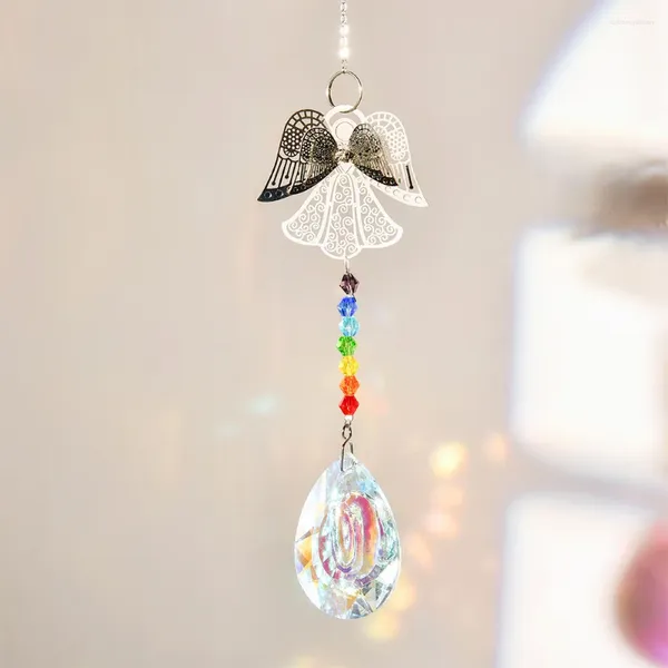 Gartendekorationen 3 Stück Kristall Schutzengel Chakra Perlen Suncatcher Auto Charm für Rückspiegel