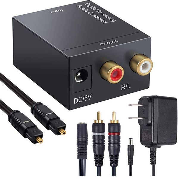 Neuankömmlinge Adapter Digitaler optischer Koax-Konverter Analogsignal zu Digitalsignal Analog-RCA-Audiokonverter mit Glasfaserkabel