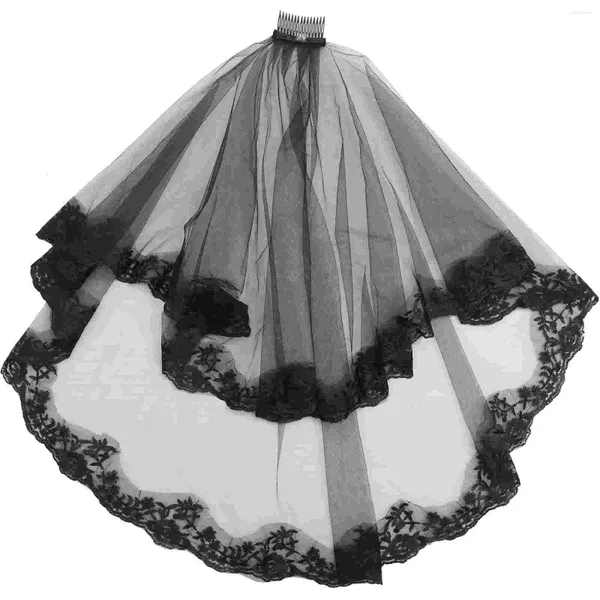 Свадебная фата, черная вуаль, длинная свадьба с расческой, сетчатая декоративная опора для магазина волос Аманды