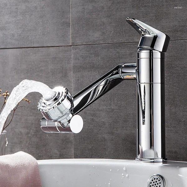 Badezimmer-Waschtischarmaturen montiert 360° drehbarer Wasserhahn Home Basin Wasserhahn Silber Schwarz Einlochmontage Zwei Modelle des Wasserauslasses