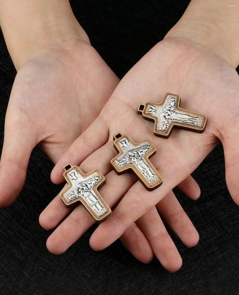 Collane con ciondolo Cottvo5 Pz/lotto Coroncina del Rosario Fai da Te Papa Francesco Croce in Legno per Collana Fatta a Mano Bracciale Creazione di Gioielli Parti