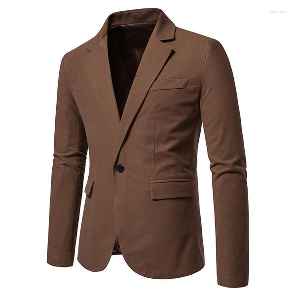 Ternos masculinos masculino Vintage Trabalho casual Vestir jaqueta de terno elegante de um botão de camurça Blazer Men Wedding Party Tuxedo Blazers trajes masculinos