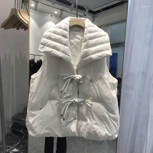 Coletes femininas 2023 inverno oversize pato branco para baixo colete mulheres casacos feminino elegante colete outono moda jaqueta solta parkas h666