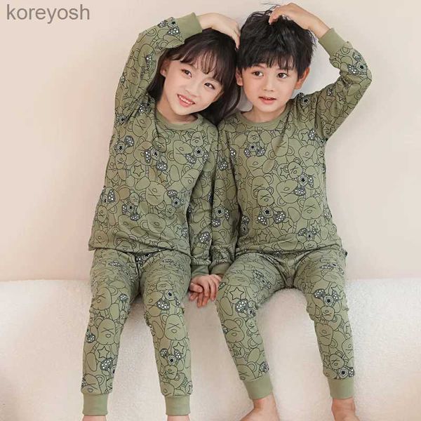 Pijama kız pijamalar set hayvan ayı genç erkekler uzun kollu pijama çocuk pijama sonbahar pijama kız çocuk pijama giyim setsl231109