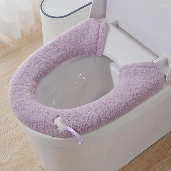 Capas de assento de vaso sanitário almofada lavável macio e confortável design de botão almofada de banheiro reutilizável para conforto