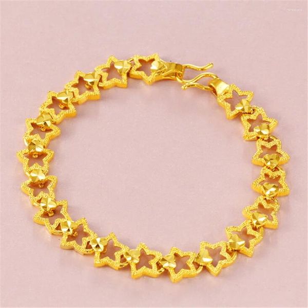 Braccialetti a maglie all'ingrosso Bellissimi braccialetti a catena con stelle in rame dorato per braccialetti per polsini con gioielli per la festa nuziale delle donne di moda