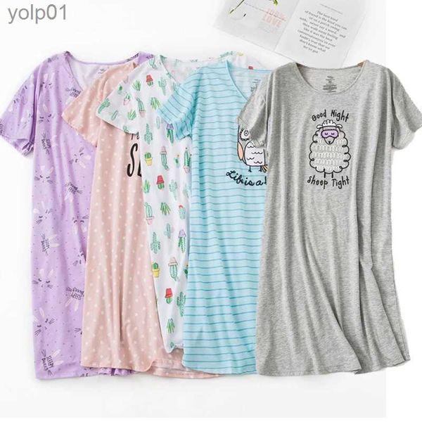 Mulheres Sleepwear Marca Designer Homewear Mulheres Casual Cartoon Nightgown Senhoras Algodão Nightdress Fe Gola Redonda Alta Qualidade Sleep DressL231109