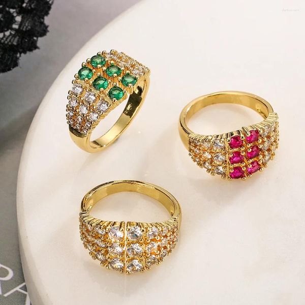 Anéis de casamento gracioso bling zircônia cúbica anel de banda ajustável para mulheres meninas design geométrico exclusivo festa promessa jóias