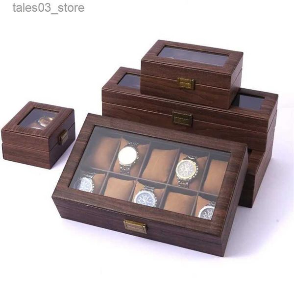 Caixas de jóias 2/3/6/10 dígitos marrom retro caixa de grão de madeira pulseira caixa de exibição de armazenamento de jóias caixa de embalagem caso coleção q231109