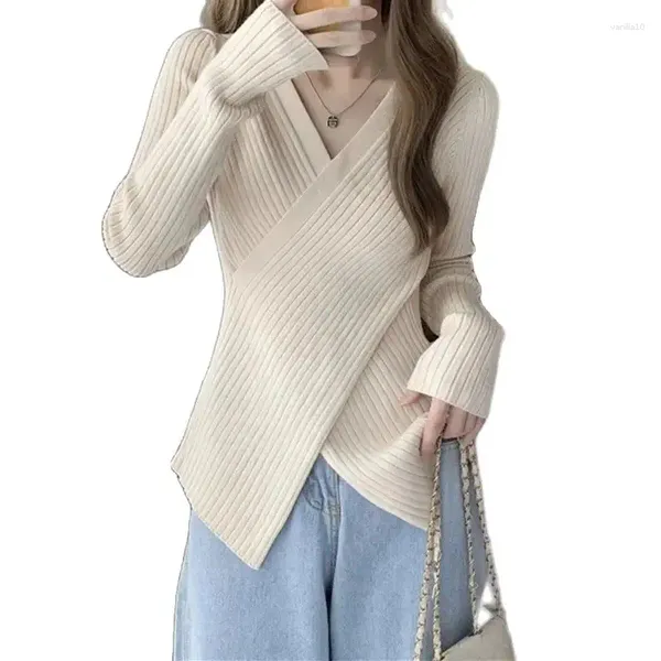 Damenpullover Mode Korean Design Sense Strickpullover Unterlage 2023 Herbst/Winter Fat Sisters Show Dünnes vielseitiges Outwear Top