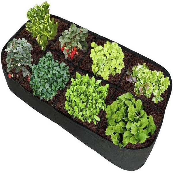 Fioriere Vasi Letto da giardino 8 tasche Contenitore per piantare Borse per coltivare Borse per fioriera in feltro traspirante per piante Coltivazione di vivai di fiori