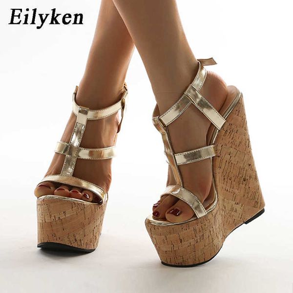 Top Super High Gladiator Wedges Sandálias Cobrar plataforma de salto Ladies Sandals Fashion Summer Summer Sapatos 230306