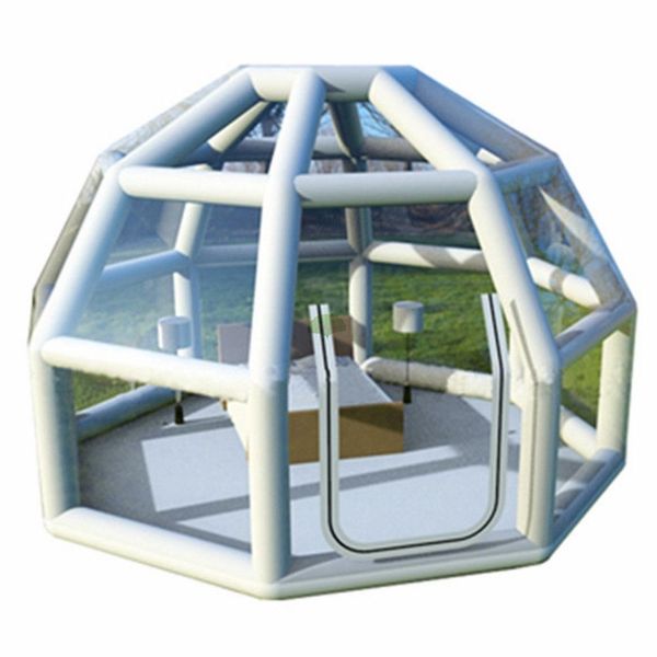 Tipo hermético tenda yurt portátil de luxo inflável bolha casa resort gramado hotel cúpula transparente edifício em pé para acampamento