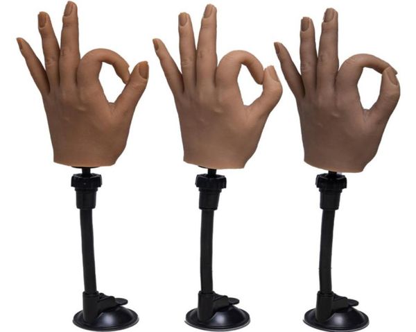 Высокая имитация силиконовой модели руки для практики дизайна ногтей 3D манекен для взрослых с гибким дисплеем для регулировки пальцев с держателем4954773