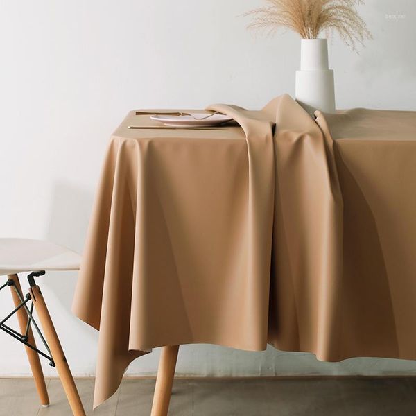 Panno tavolo a colore solido in pelle morbida tovaglia con tela da olio copertina impermeabile el decorazioni esterni per casa tappetino da pranzo quadrato
