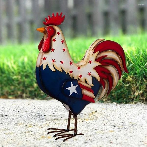 Decorazioni da giardino QWE123 Gallo patriottico Portico Ornamento USA Independence Day Resina Gallo Decorazione Statue all'aperto Home Decor Tuin Decora